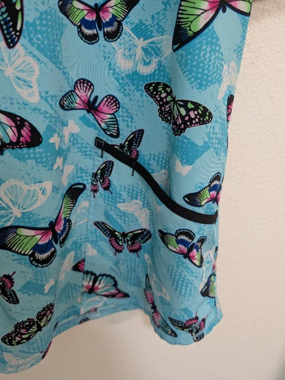 ScrubStar Blue Butterfly Womens Scrub Top Small